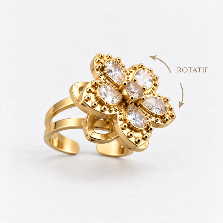 Rotating Floral Spark Ring