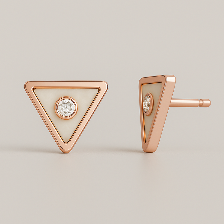 Pearly Inverted Triangle Earrings