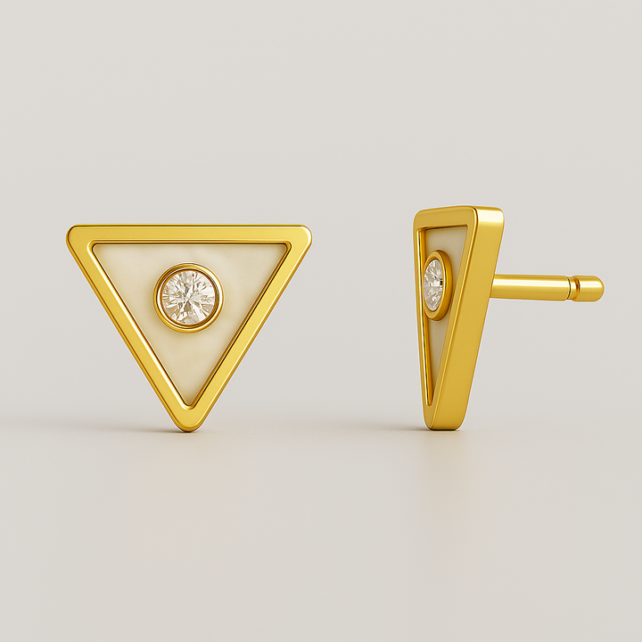 Pearly Inverted Triangle Earrings