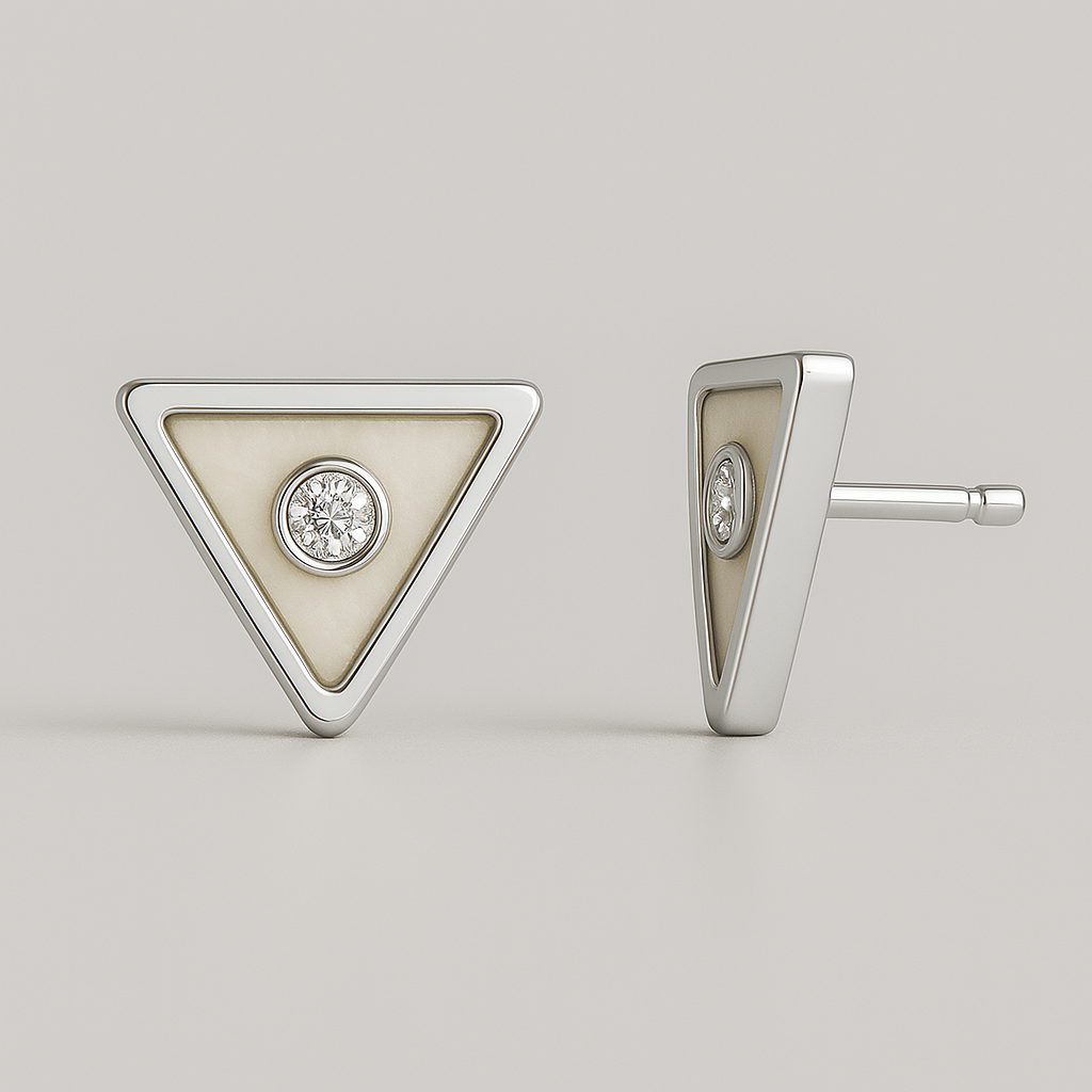 Pearly Inverted Triangle Earrings
