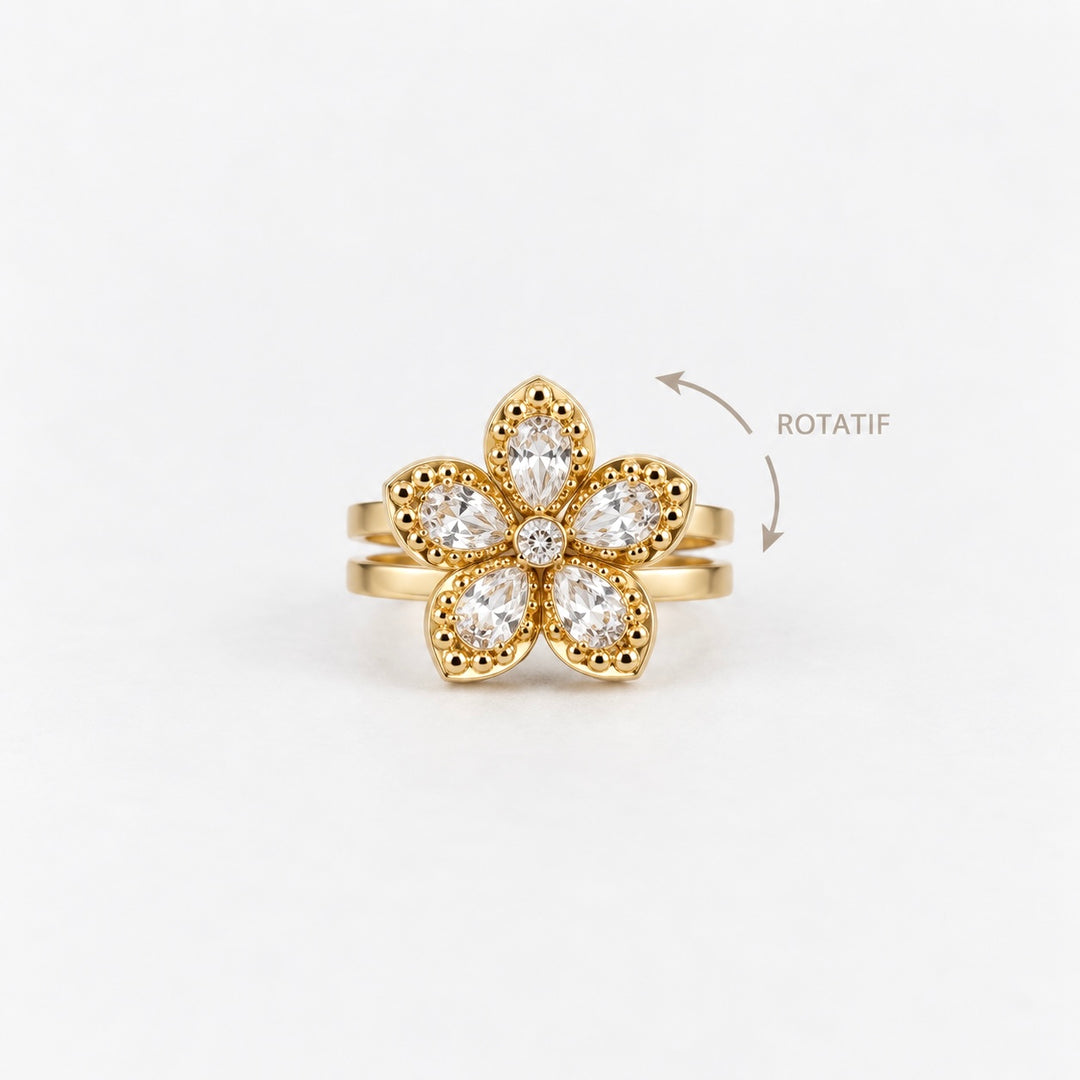 Rotating Floral Spark Ring