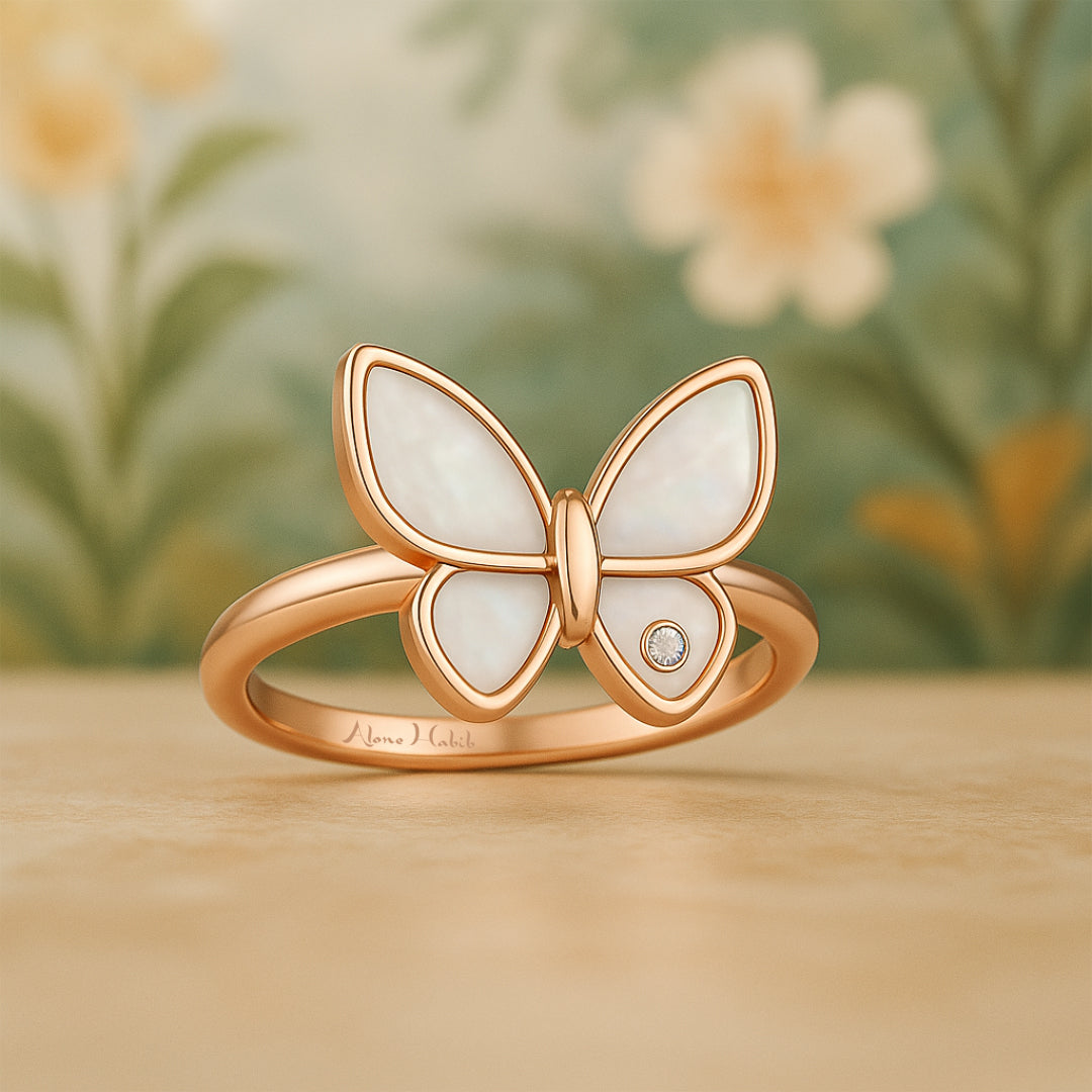 Pearly Butterfly Ring