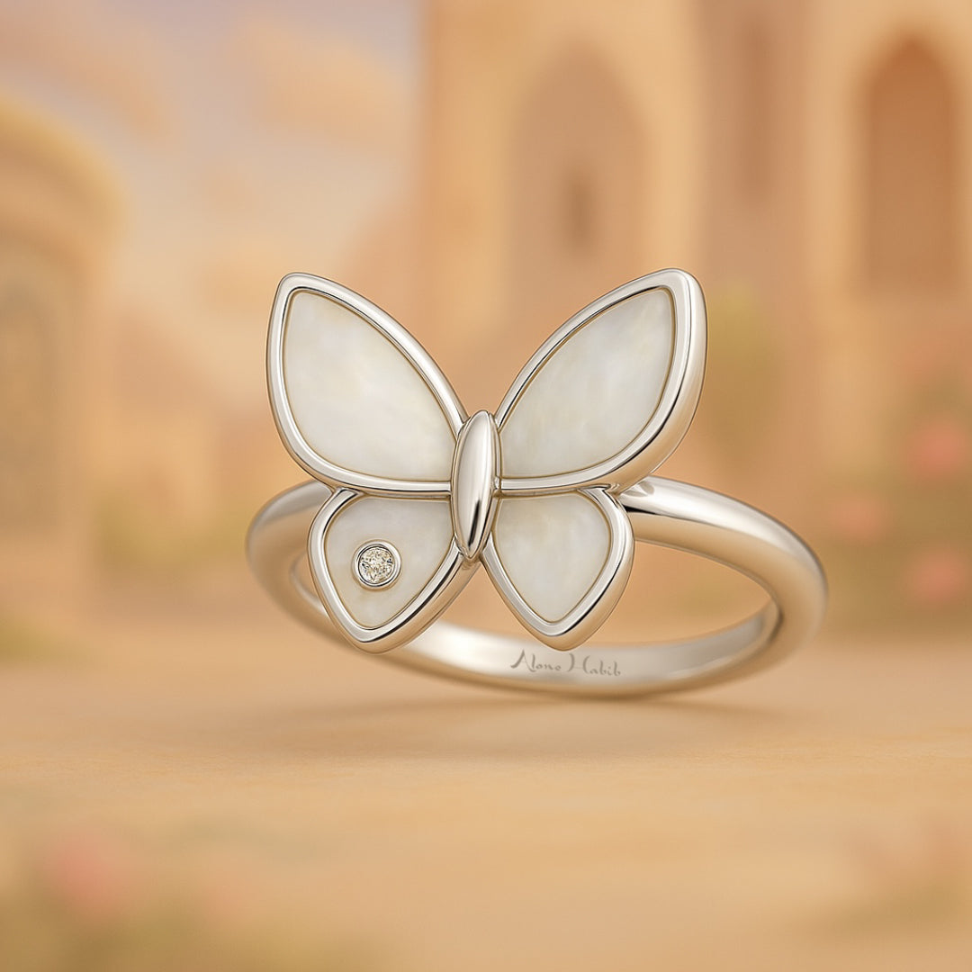 Pearly Butterfly Ring