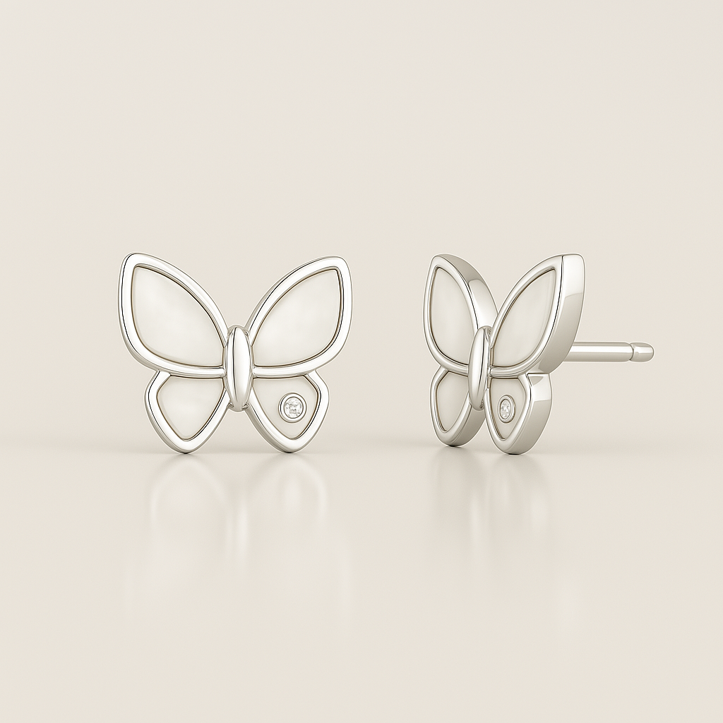 Pearly Butterfly Earrings