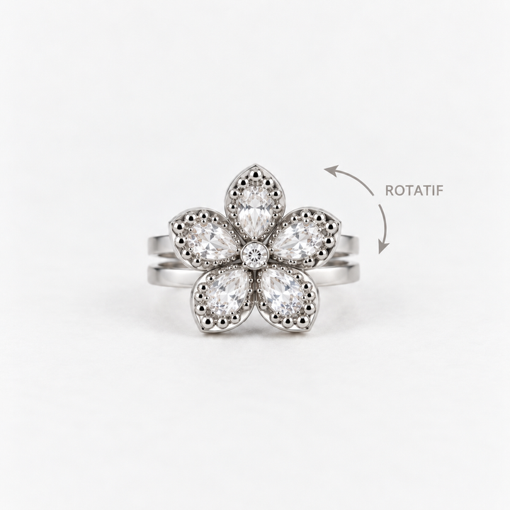 Bague Éclat Floral Rotative