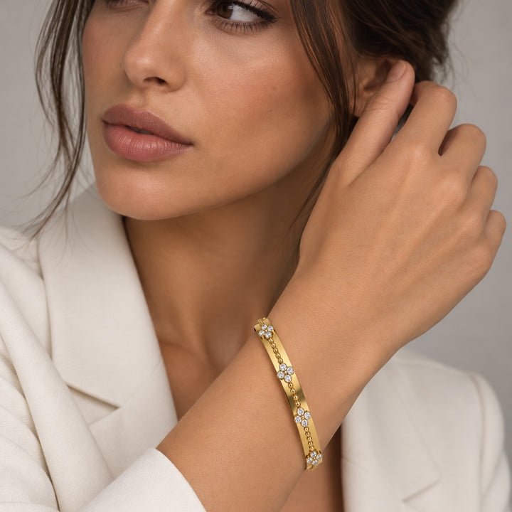 Bracelet Jonc Éclat Trèfle