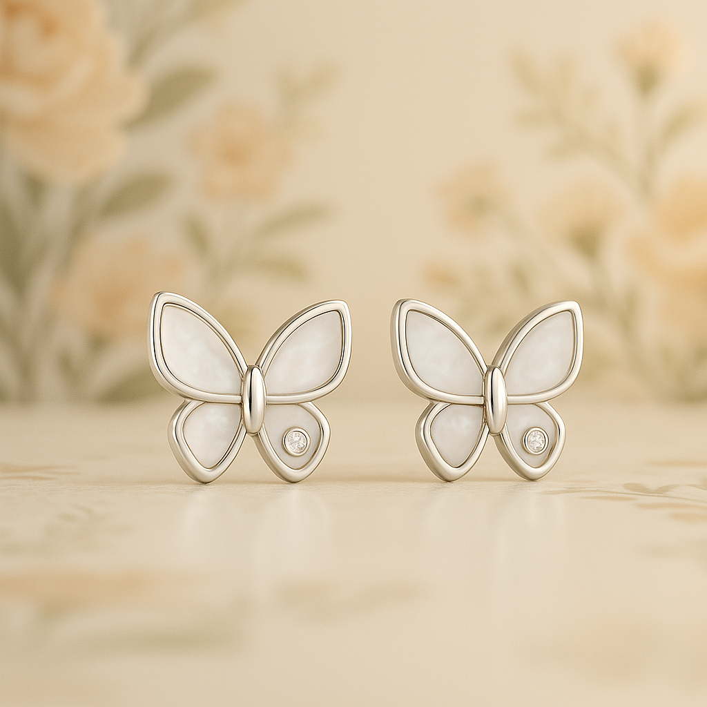 Pearly Butterfly Earrings