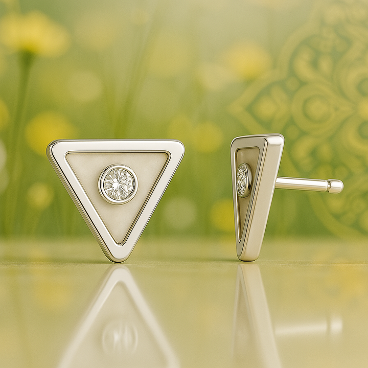 Pearly Inverted Triangle Earrings