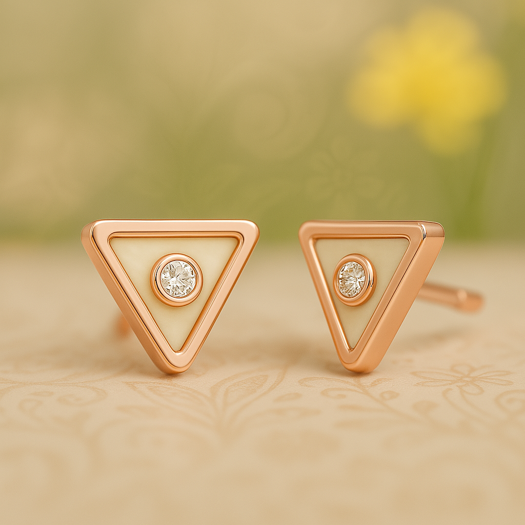 Pearly Inverted Triangle Earrings