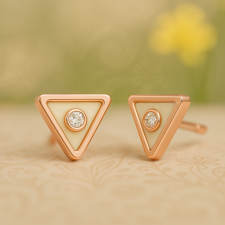 Pearly Inverted Triangle Earrings