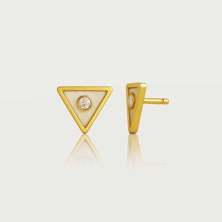 Pearly Inverted Triangle Earrings