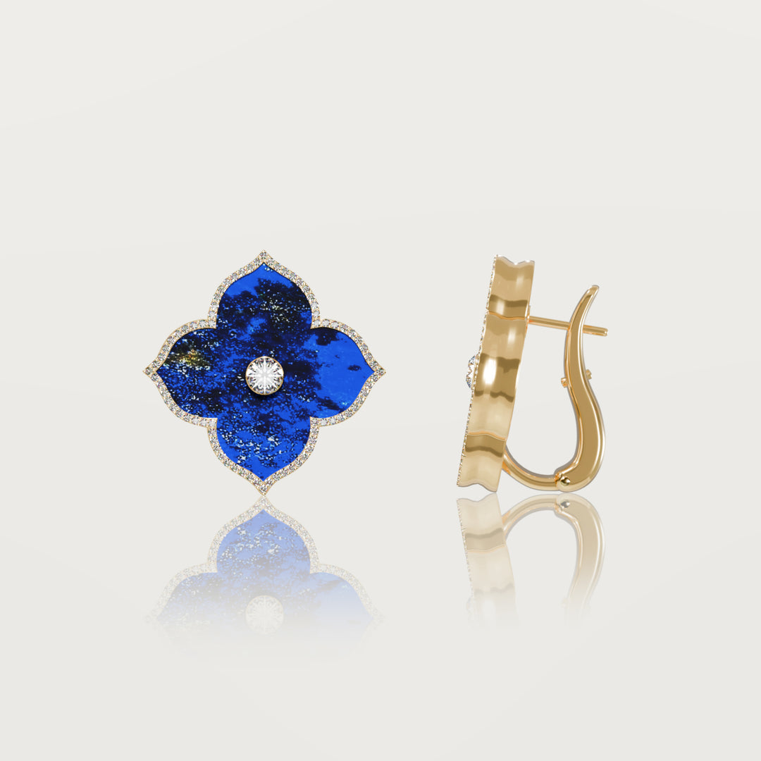 Oriental sparkle clover earrings 