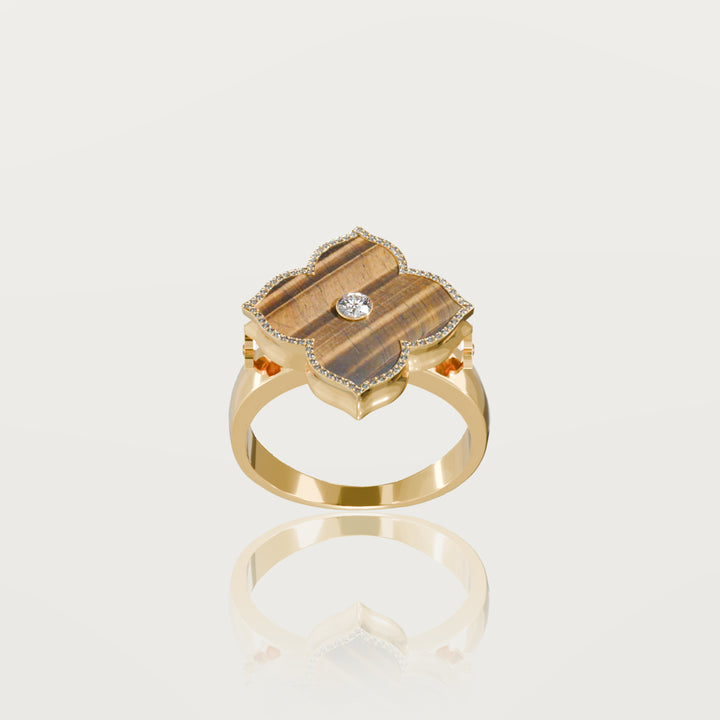 Oriental sparkle clover ring