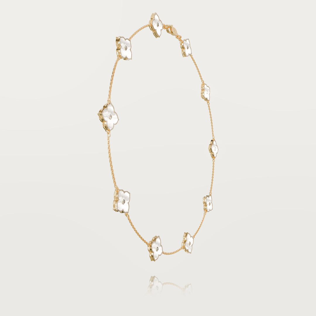 Oriental sparkle multi clovers necklace