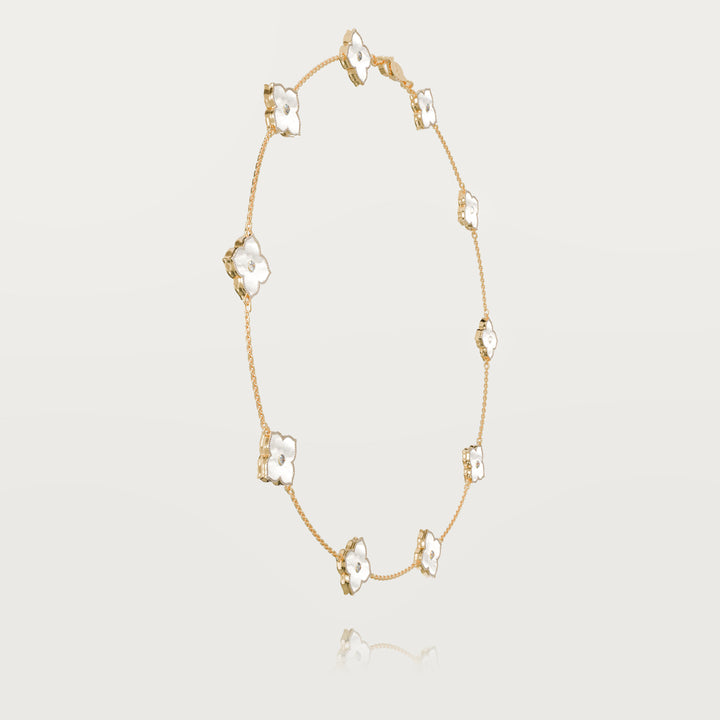 Oriental sparkle multi clovers necklace