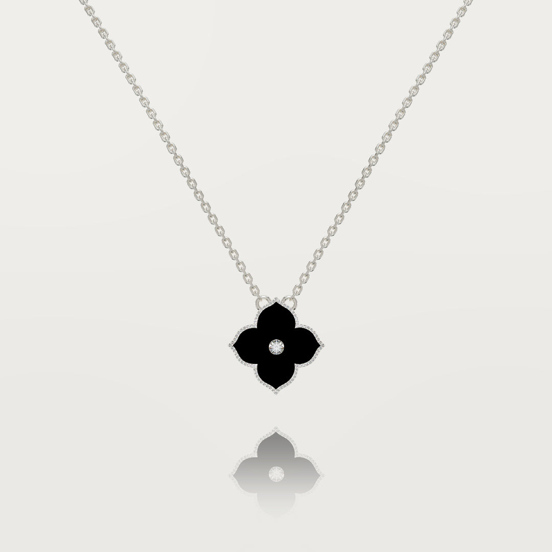 Oriental sparkle clover pendant