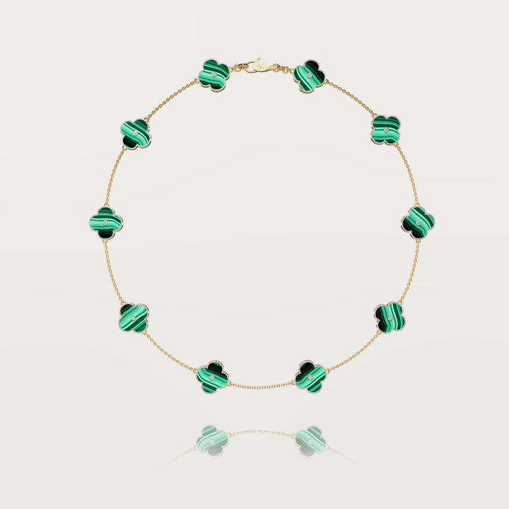 Solitaire glow multi clovers necklace 