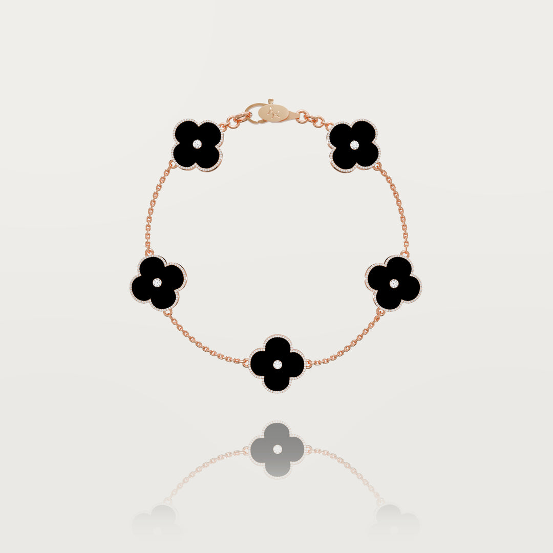 Solitaire glow multi clovers bracelet 