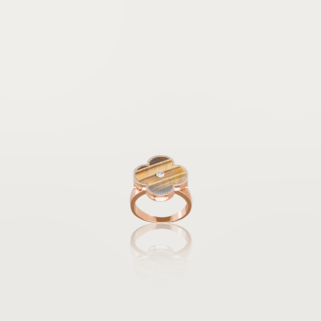 Solitaire Glow Clover Ring