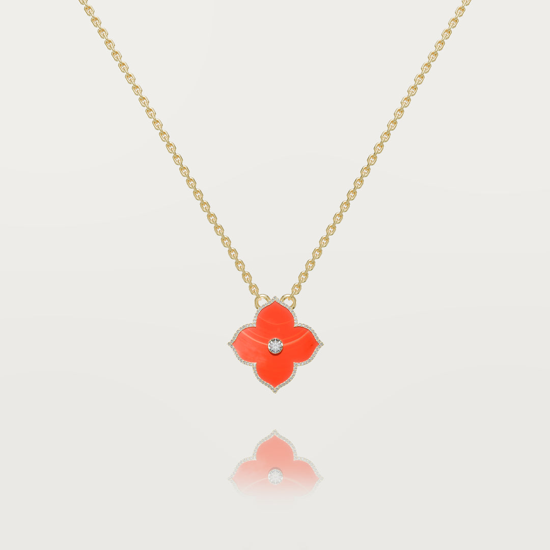 Oriental sparkle clover pendant