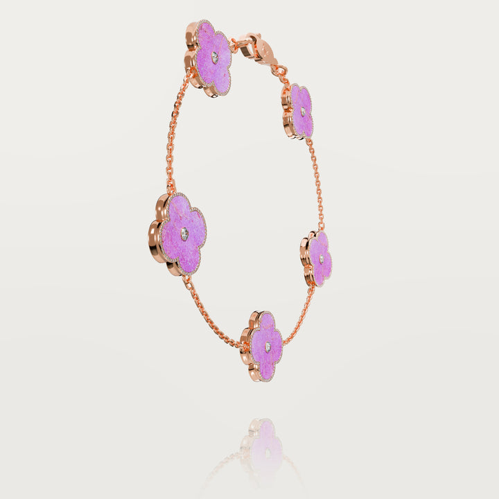 Solitaire glow multi clovers bracelet 