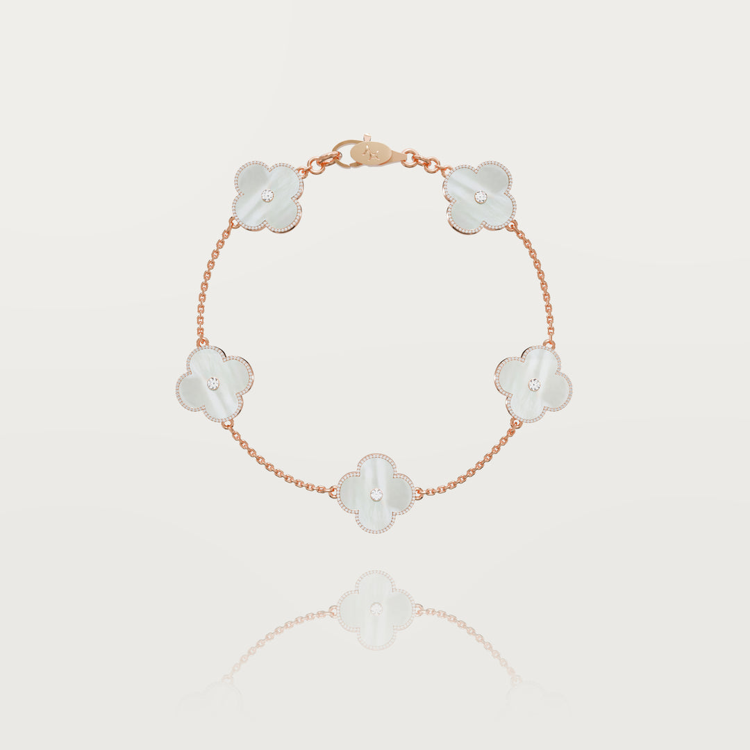 Solitaire glow multi clovers bracelet 