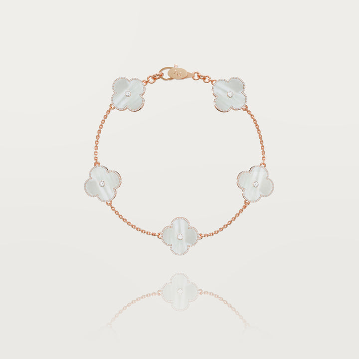 Solitaire glow multi clovers bracelet 