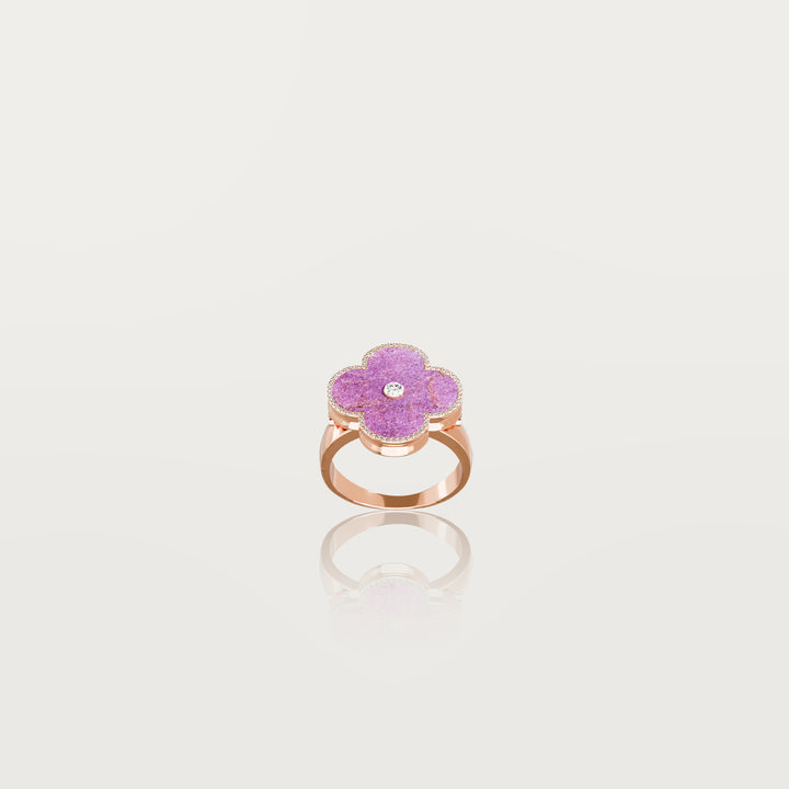 Solitaire Glow Clover Ring