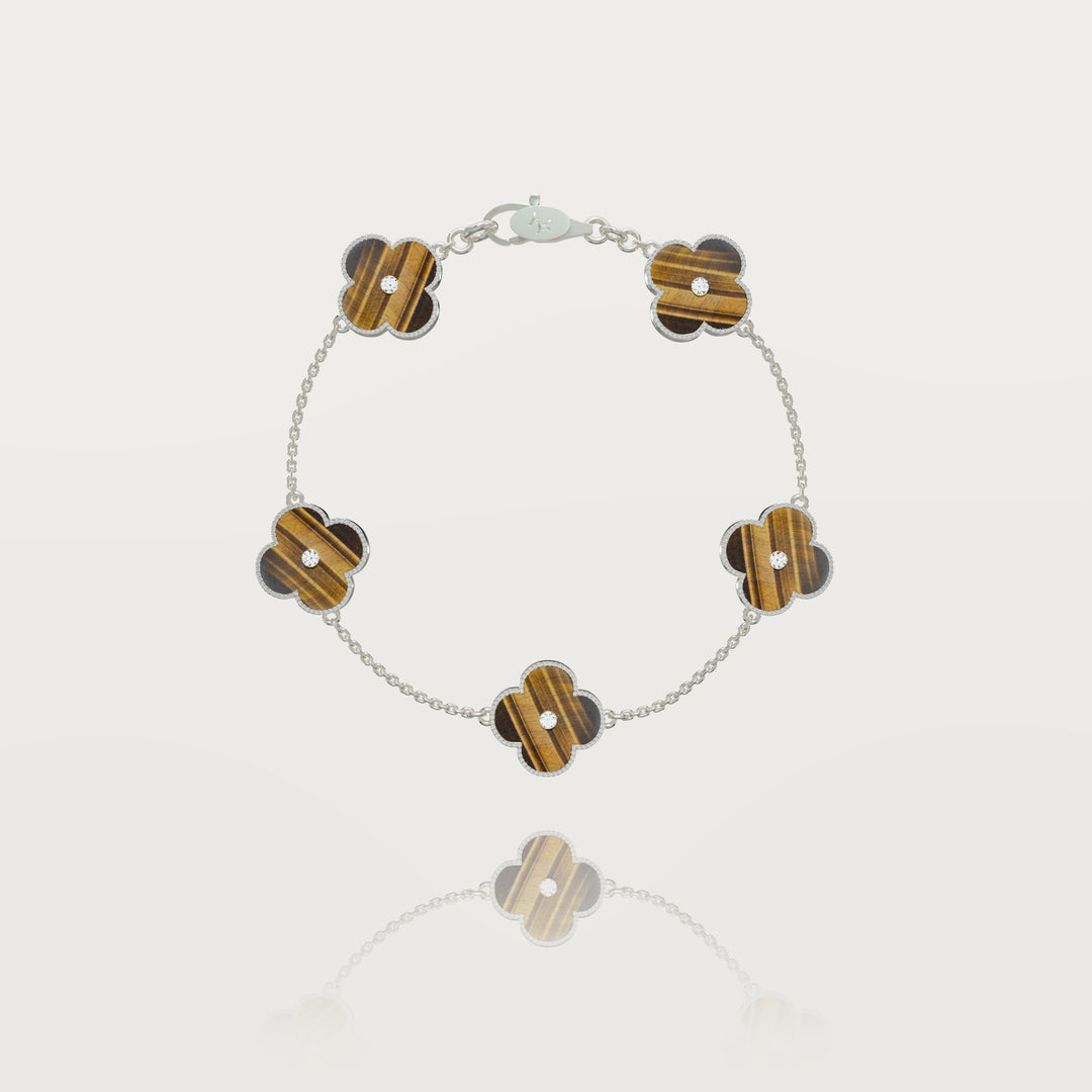 Solitaire glow multi clovers bracelet 