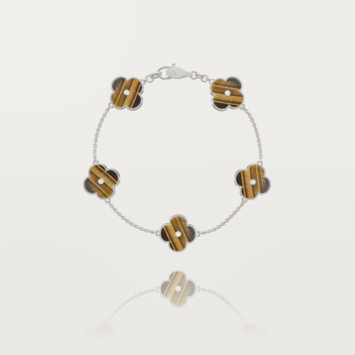 Solitaire glow multi clovers bracelet 