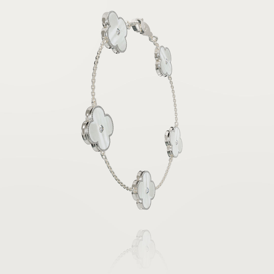 Solitaire glow multi clovers bracelet 