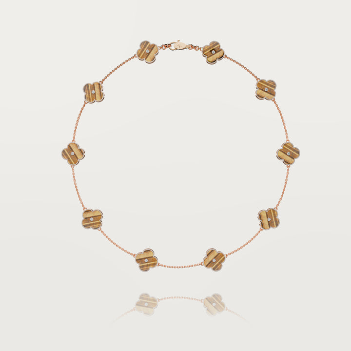 Solitaire glow multi clovers necklace 