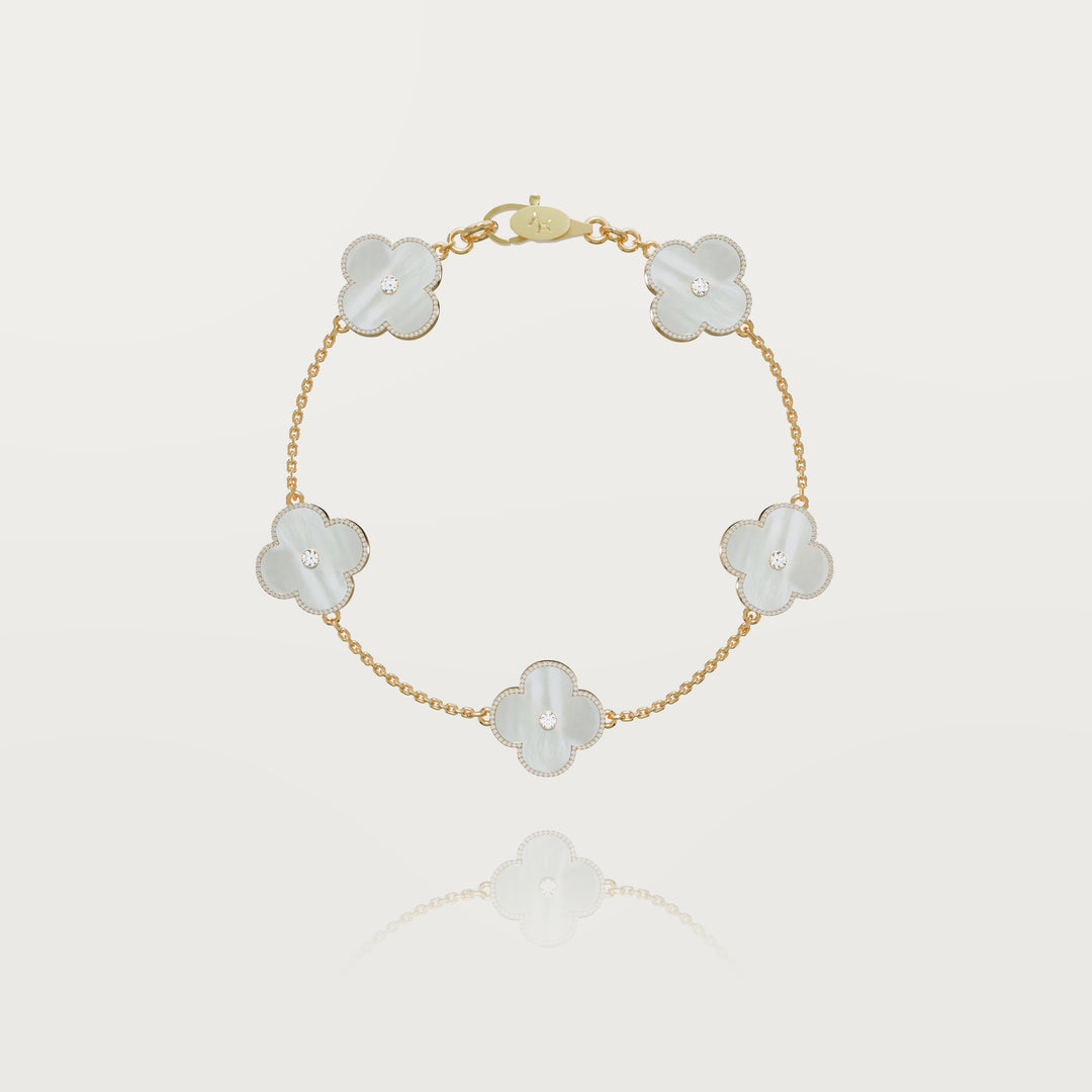 Solitaire glow multi clovers bracelet 