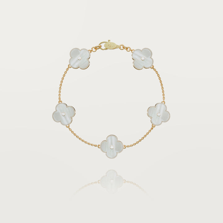 Solitaire glow multi clovers bracelet 