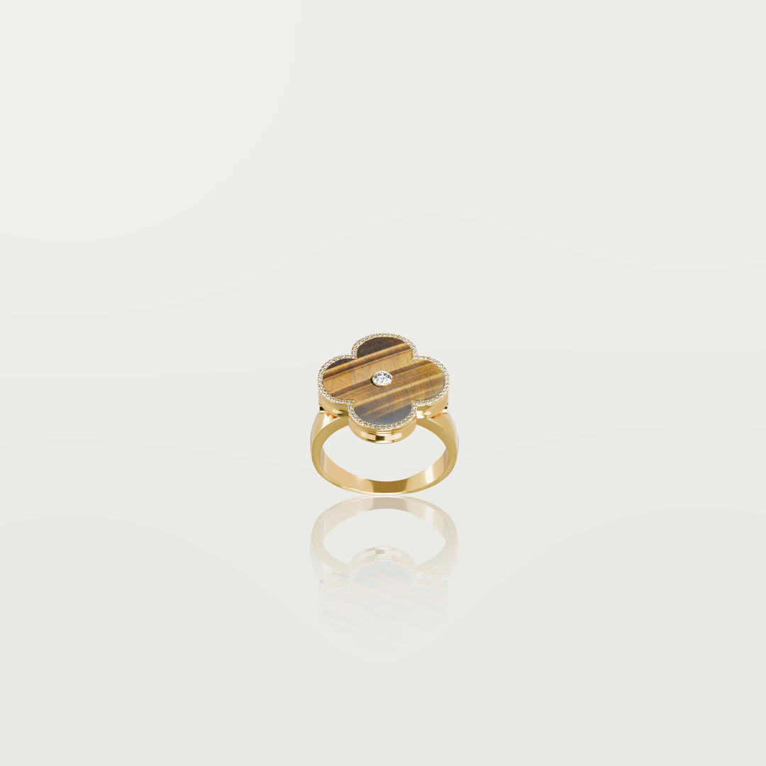 Solitaire Glow Clover Ring