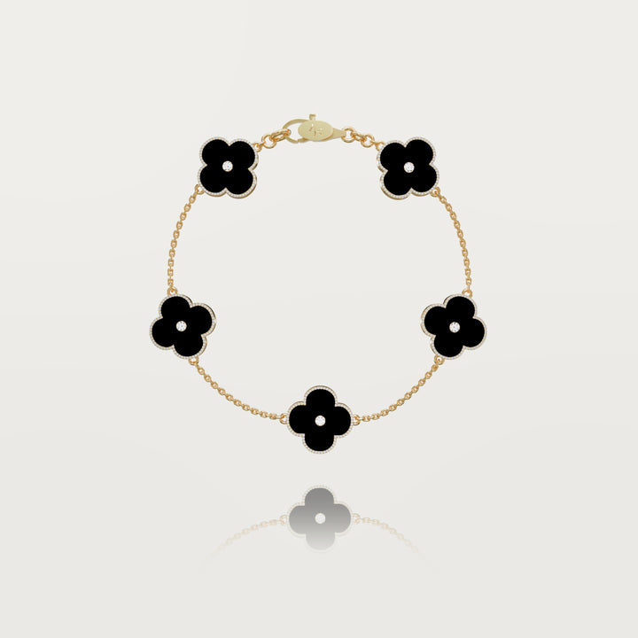 Solitaire glow multi clovers bracelet 