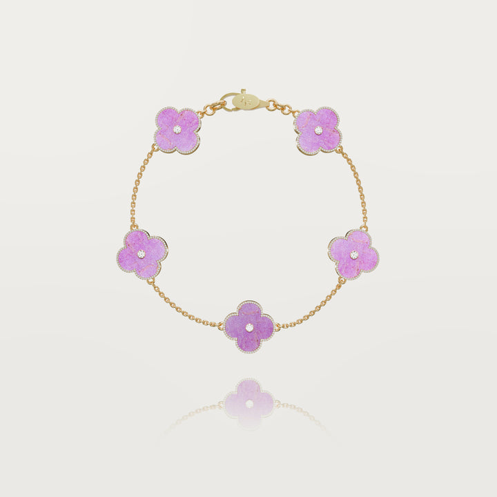 Solitaire glow multi clovers bracelet 