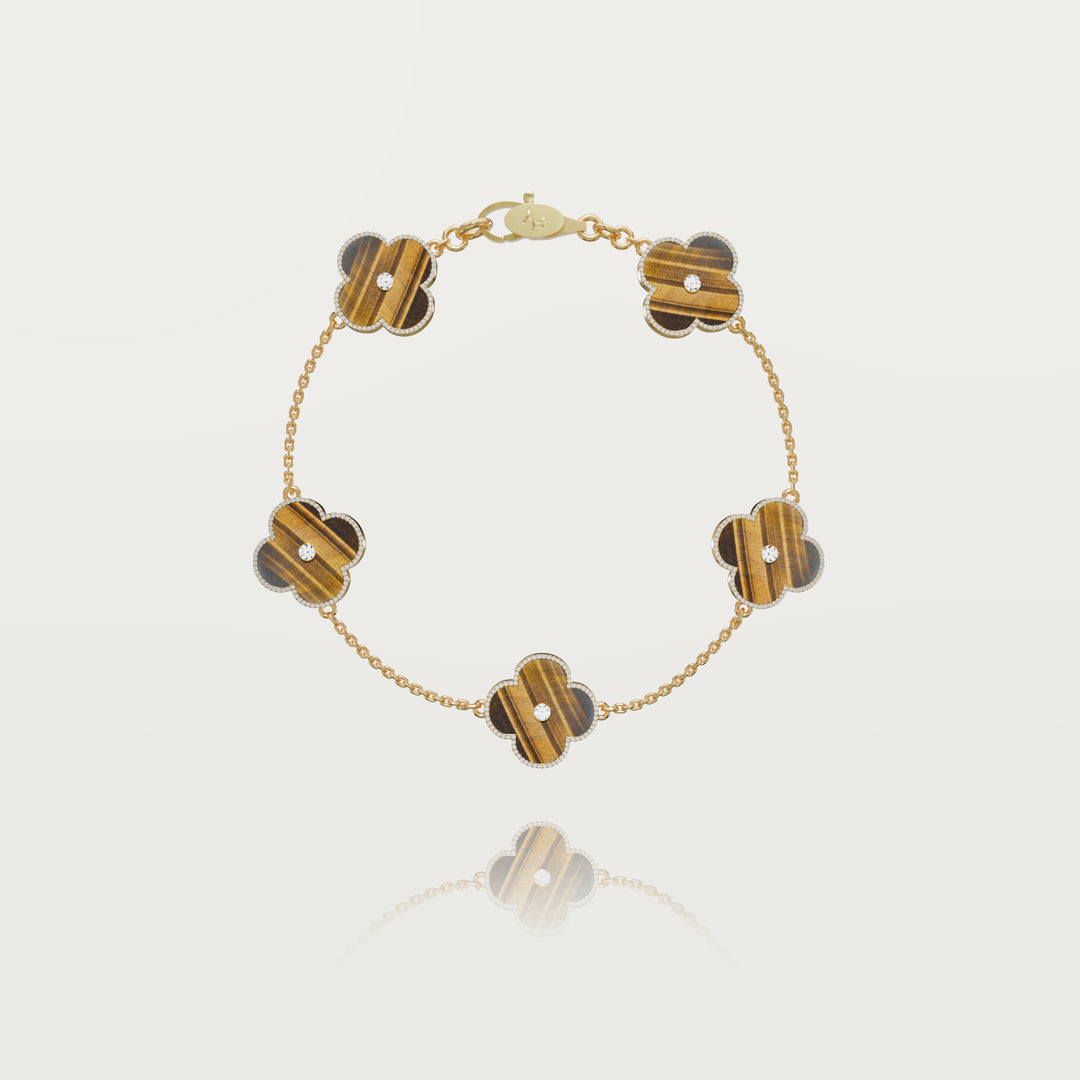 Solitaire glow multi clovers bracelet 