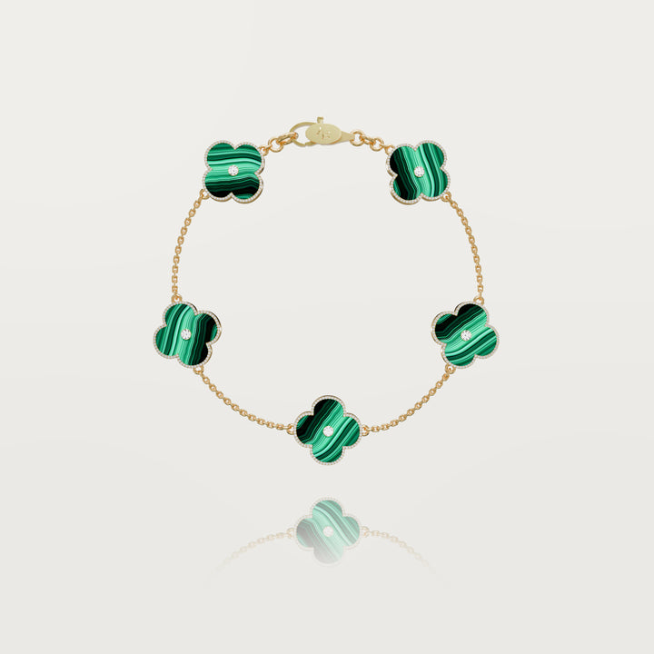 Solitaire glow multi clovers bracelet 