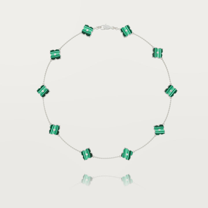 Oriental sparkle multi clovers necklace