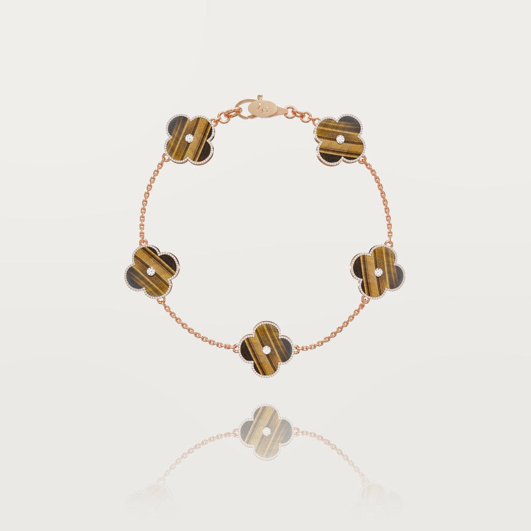 Solitaire glow multi clovers bracelet 