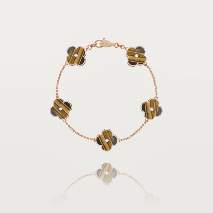 Solitaire glow multi clovers bracelet 