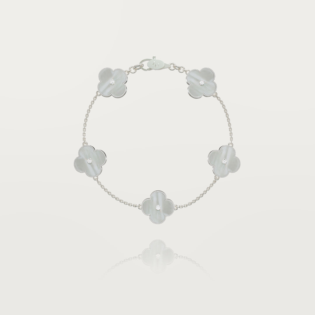 Solitaire glow multi clovers bracelet 