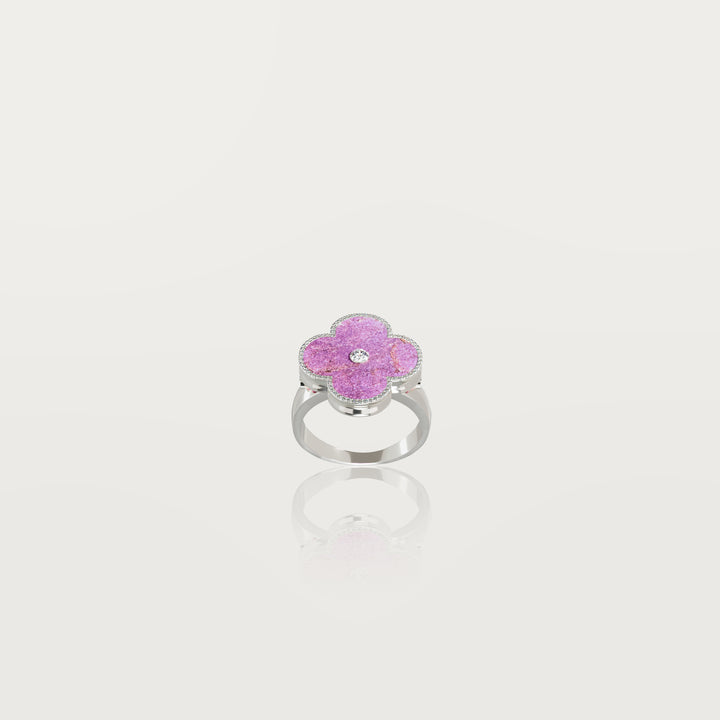 Solitaire Glow Clover Ring