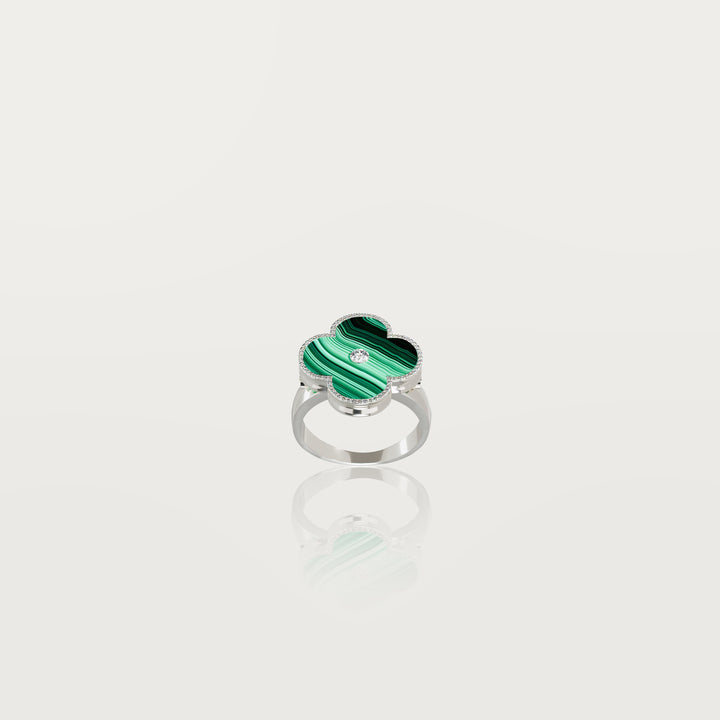 Solitaire Glow Clover Ring