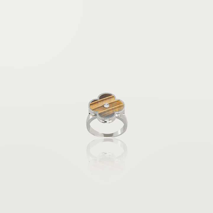 Solitaire Glow Clover Ring