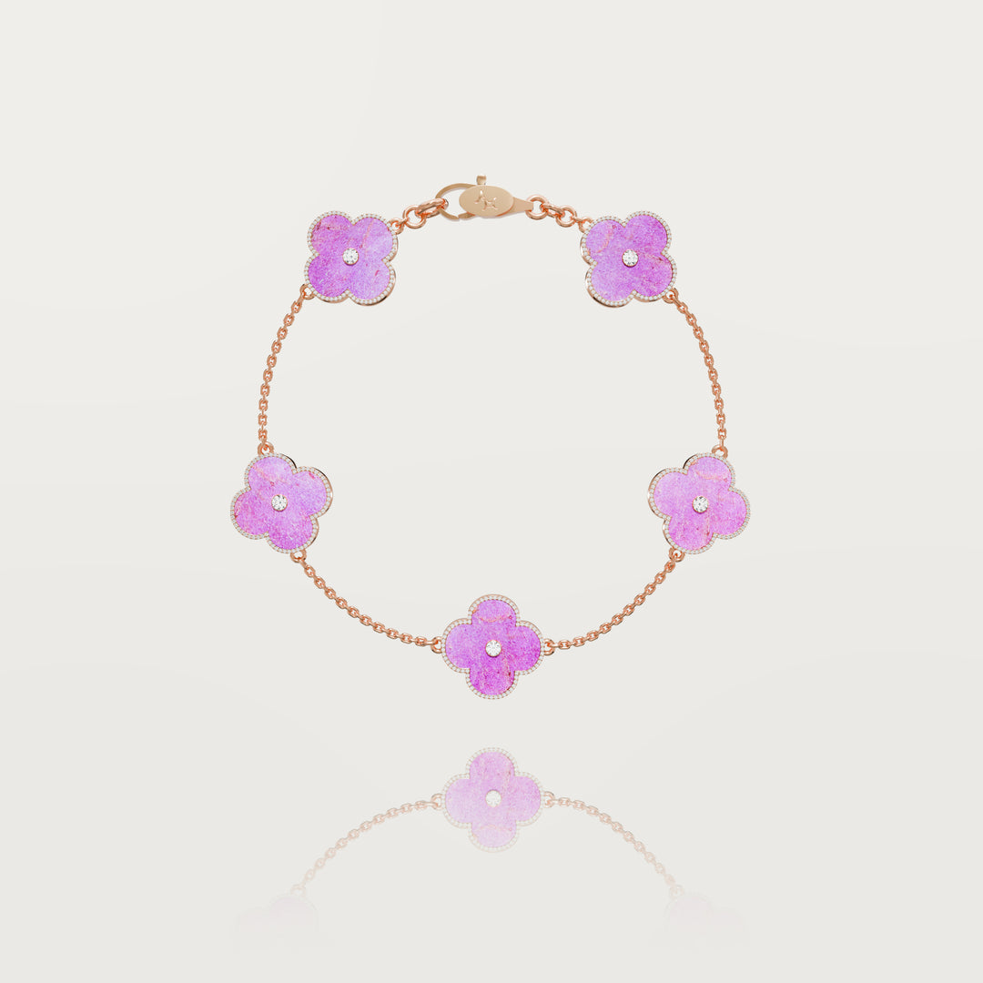 Solitaire glow multi clovers bracelet 