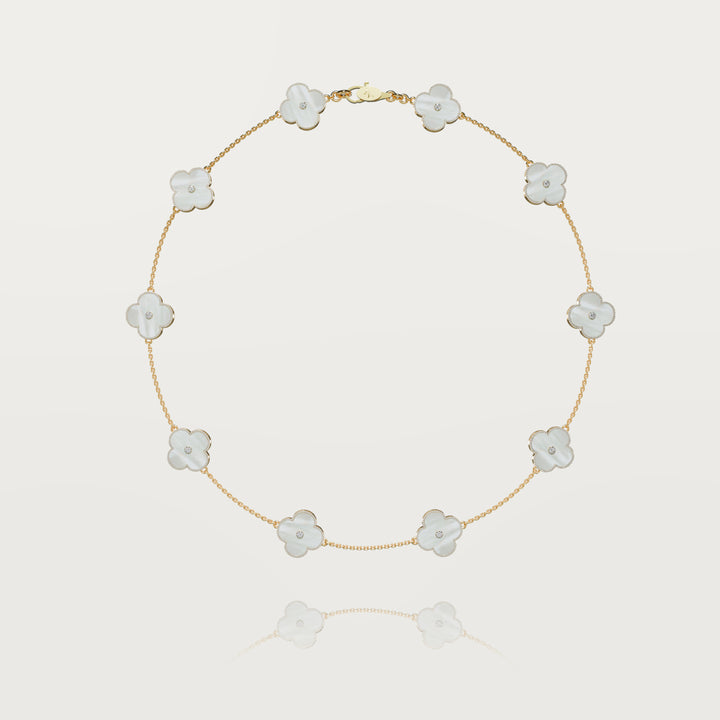 Solitaire glow multi clovers necklace 