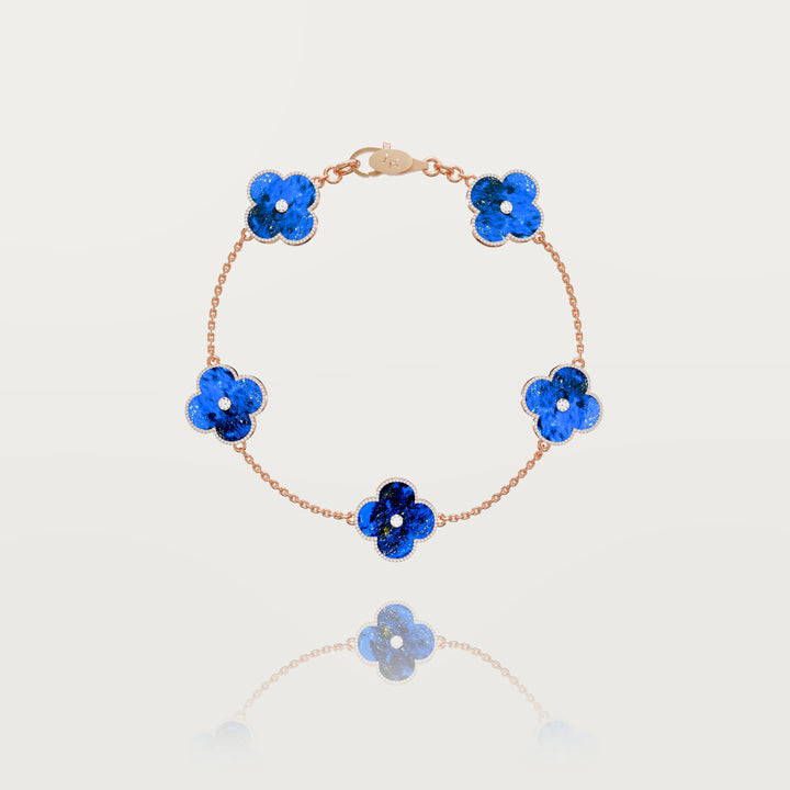 Solitaire glow multi clovers bracelet 