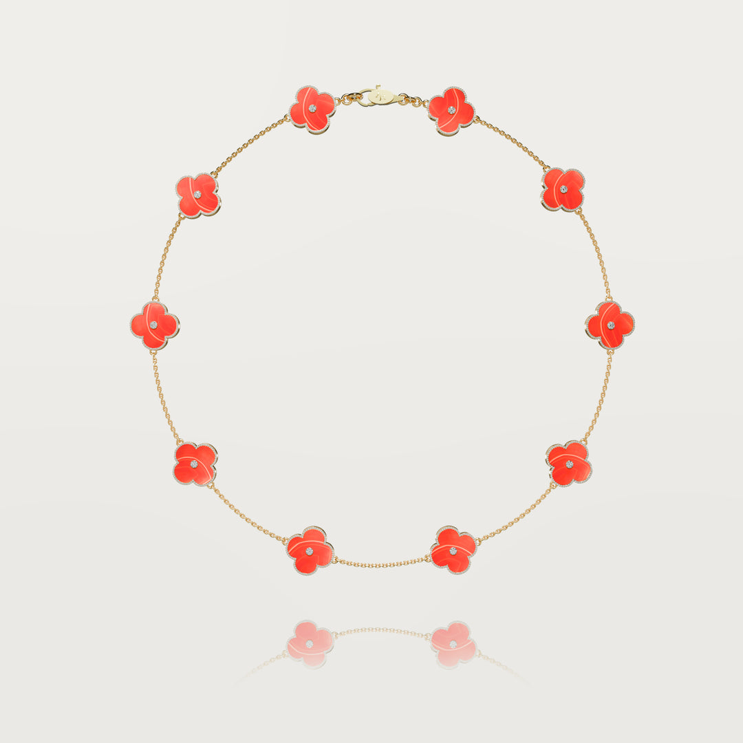 Solitaire glow multi clovers necklace 